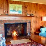 fireplace in the living room Maine Cottage Rental