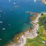 aerial view of the harbor and the beach Maine Vacation Rental