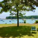 view from the lawn of the harbor Maine Vacation Rental